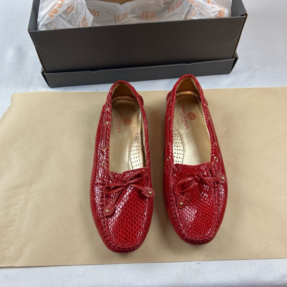 Marc Joseph Red Flats Timeless Loafers